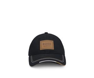 BOSS Reitsport-Cap mit Logo-Aufnäher im Retro-Look - Style CAP LEATHER PATCH, B5U1601 Schwarz 57