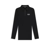 BOSS Reitsport-Poloshirt aus Power-Stretch-Gewebe für Trainingseinheiten - Style ELTON SIGN.STRIPE TRAIN.POLO, B1M0405 Schwarz S