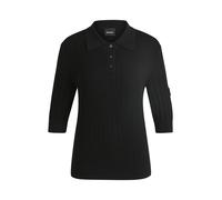 BOSS Reitsport-Poloshirt aus Rippstrick mit Oversized Kragen - Style COREY KNITWEAR POLO, B5W1002 Schwarz XXS