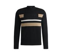 BOSS Reitsport-Pullover aus Baumwolle mit V-Ausschnitt und kontrastfarbenen Streifen - Style BRAD KNITWEAR LOGO JUMPER, B5M1002 Schwarz XXL