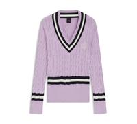 BOSS Reitsport-Pullover aus Baumwolle mit Zopfstrick-Struktur - Style PAULA KNITWEAR JUMPER CABLE, B7W1002 Flieder M