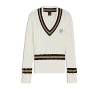 BOSS Reitsport-Pullover aus Baumwolle mit Zopfstrick-Struktur - Style PAULA KNITWEAR JUMPER CABLE, B7W1002 Weiß XL