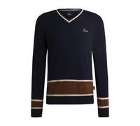 BOSS Reitsport-Pullover aus Wolle mit Kaschmir und V-Ausschnitt - Style HARWARD KNITWEAR, B6M1003 Dunkelblau L