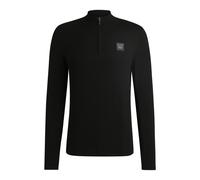 BOSS Reitsport-Pullover mit Troyerkragen und Logo-Aufnäher - Style ROUVEN HALF ZIP JUMPER, B6M1007 Schwarz S