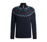 BOSS Reitsport-Pullover mit Troyerkragen und Strickmuster - Style TROYER KNITWEAR NORWAY, B6M1004 Dunkelblau XS