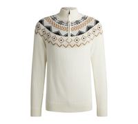 BOSS Reitsport-Pullover mit Troyerkragen und Strickmuster - Style TROYER KNITWEAR NORWAY, B6M1004 Weiß L