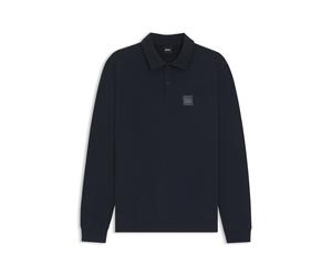 BOSS Reitsport-Strick-Poloshirt aus Stretch-Baumwolle mit Logo-Patch - Style LUIS POLO SWEATER, B7M1201 Dunkelblau XS