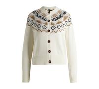 BOSS Reitsport-Strickjacke mit Strickmuster - Style AURELIA KNITWEAR CARDIGAN, B6W1008 Weiß M