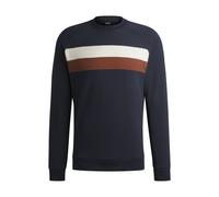 BOSS Reitsport-Sweatshirt aus Stretch-Baumwolle mit Blockstreifen - Style LEWIN SWEATER CAPPUCCHINO, B6M1202 Dunkelblau XXL