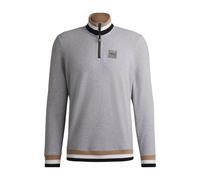 BOSS Reitsport-Sweatshirt aus Stretch-Baumwolle mit Troyerkragen - Style TROYER SWEATER SIGNATURE, B6M1204 Silber XS