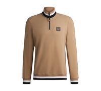 BOSS Reitsport-Sweatshirt aus Stretch-Baumwolle mit Troyerkragen - Style TROYER SWEATER SIGNATURE, B6M1204 Beige XL
