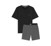 Shorty BOSS "Relax", Herren, Gr. XL, dunkelgrau 026, Jersey, Obermaterial: 100% Baumwolle, unifarben, regular fit kurz, Rundhals, Homewear-Sets Shorty, mit Logo Details, regular fit, mit elastischem B