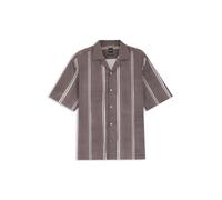 Kurzarmhemd BOSS, Herren, Gr. L, N-Gr, medium lila510, Web, Obermaterial: 97% Baumwolle, 3% Elasthan, gestreift, relaxed fit normal, V-Ausschnitt, abgesteppte Kante, Hemden, Freizeitkragen, Stretch-Ba