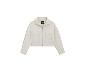 BOSS Relaxed-Fit Jacke aus Baumwoll-Twill mit Leinen - Style Jamoura-W, 50553908 Natur 38