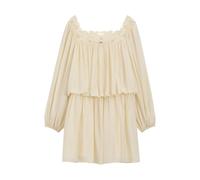 BOSS Relaxed-Fit Kleid aus Musselin mit besticktem Ausschnitt - Style C_Dalisa, 50566713 Hellgelb 38