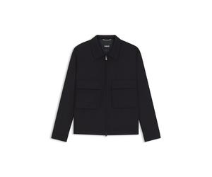 BOSS Relaxed-Fit Overshirt aus melierter Schurwolle mit Reißverschluss - Style C-Carper-OS-2PP-261, 50559721 Dunkelblau 44