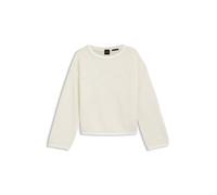 Strickpullover BOSS ORANGE "Farde Premium Damenmode", Damen, Gr. XL, open weiß 118, Strick, Obermaterial: 100% Baumwolle, unifarben, relaxed fit normal, Rundhals, Rollsaum, Pullover Strickpullover, in