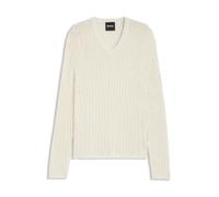 BOSS Relaxed-Fit Pullover aus Leinen mit Rippstrick - Style Ferris, 50568636 Natur L