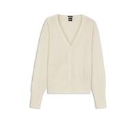 BOSS Relaxed-Fit Strickjacke aus Kaschmir mit gerippten Bündchen - Style Fuvrona, 50548814 Natur S