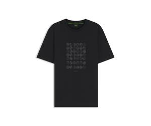 BOSS Relaxed-Fit T-Shirt aus Interlock-Baumwolle - Style Tee Print Striped CZ, 50574588 Schwarz XXXL