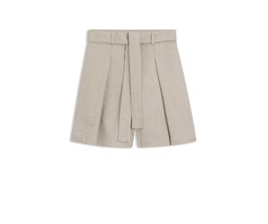 BOSS Relaxt-Fit Culotte aus Leinen-Mix mit Fischgrät-Webstruktur - Style Tojuna, 50558545 Hellbeige 44