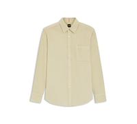 Langarmhemd BOSS ORANGE "Relegant", Herren, Gr. M, N-Gr, beige (light beige271), Cord, Obermaterial: 100% Baumwolle, unifarben, casual, regular fit, Langarm Manschette, Hemden, aus Cord, reuglar fit, 