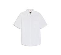 Kurzarmhemd BOSS ORANGE, Herren, Gr. S, N-Gr, weiß100, Web, Obermaterial: 100% Baumwolle, unifarben, regular fit normal, Rundhals, abgesteppte Kante, Hemden Kurzarmhemd, Regular Fit, Kentkragen, Kurza
