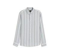 BOSS Regular-Fit Hemd aus gestreiftem Leinen und Baumwolle - Style Ricoplus_M, 50559324 Hellblau gestreift M