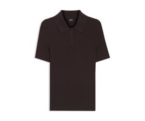 BOSS Rippenstrick-Poloshirt aus atmungsaktivem Gewebe - Style Feskus, 50563150 Dunkelbraun M