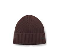 BOSS Rippstrick-Mütze aus Schurwolle mit Logo-Applikation - Style Fati, 50495306 Dunkelbraun ONESI
