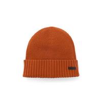 BOSS Rippstrick-Mütze aus Schurwolle mit Logo-Applikation - Style Fati, 50495306 Dunkelorange ONESI