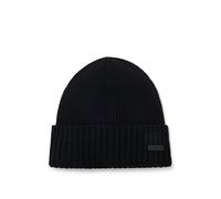 BOSS Rippstrick-Mütze aus Schurwolle mit Logo-Applikation - Style Fati, 50495306 Schwarz ONESI