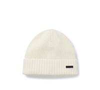 BOSS Rippstrick-Mütze aus Schurwolle mit Logo-Applikation - Style Fati, 50495306 Weiß ONESI