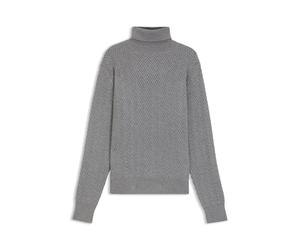 BOSS Rollkragenpullover aus Schurwolle mit Fischgrätmuster - Style H-Hatilo, 50557700 Grau S