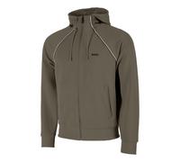 Sweatjacke BOSS GREEN, Damen, Gr. S, schwarz beige257, Piqué, Obermaterial: 53% Baumwolle, 44% Polyester, 3% Elasthan, unifarben, regular fit normal, hoch geschlossener Ausschnitt, Bündchen, Sweatjack