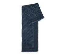 BOSS Schal aus Modal-Mix mit Wolle und Monogramm-Jacquard - Style Ledonia_120*120, 50517733 Dunkelblau ONESI