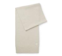 BOSS Schal in Glattstrick mit gerippten Abschlüssen und gewebtem Logo-Aufnäher - Style Akaio_R_Scarf, 50522445 Hellbeige ONESI
