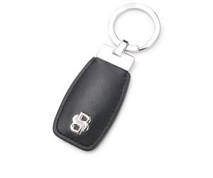 BOSS Schlüsselanhänger aus Leder mit Double-B-Monogramm aus Chrom - Style Key ring Double B Black & Chrome, 58451237 Schwarz ONESI