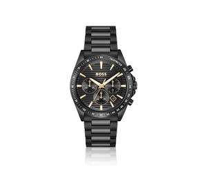 BOSS Schwarz beschichtete Uhr mit tonalem H-Gliederarmband - Style STRIKE, 58565037 Schwarz ONESI
