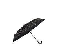 BOSS Schwarz karierter Taschenschirm mit Griff aus Kunstleder - Style Pocket umbrella Checkered Black, 58837103 Schwarz ONESI