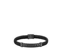 BOSS Schwarzes Armband aus geflochtenem Leder mit Fischgrätmuster auf dem Metall-Detail - Style TAILORED, HB1580676 Schwarz M