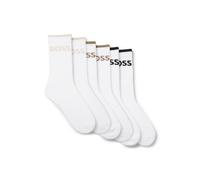 BOSS Sechser-Pack kurze Socken aus geripptem Baumwoll-Mix - Style 6P QS Stripe CC, 50510168 Weiß 39-42