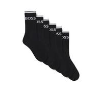 BOSS Sechserpack kurze Socken aus geripptem Baumwoll-Mix - Style 6P QS Stripe CC, 50510168 Schwarz 39-42