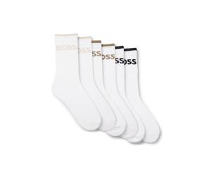 BOSS Sechserpack kurze Socken aus geripptem Baumwoll-Mix - Style 6P QS Stripe CC, 50510168 Weiß 39-42