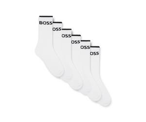 BOSS Sechserpack kurze Socken aus geripptem Baumwoll-Mix - Style 6P QS Stripe CC, 50510168 Weiß 43-46