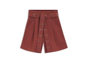 BOSS Shorts aus Stretch-Baumwolle mit Ösen-Gürtel - Style C_Tulina-D, 50556394 Dunkelrot 36