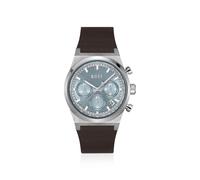 BOSS Silberfarbener Chronograph mit braunem Lederarmband - Style CANDOR CHRONO, 58244863 Braun ONESI