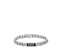BOSS Silberfarbenes Gliederarmband mit Logo-Plakette - Style KASSY EMBLEM, HB1580679 Silberfarben M