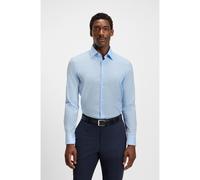 BOSS Slim-Fit Hemd aus elastischer Baumwoll-Popeline mit bügelleichtem Finish - Style H-HANK-kent-C1-214, 50469345 Hellblau 42L