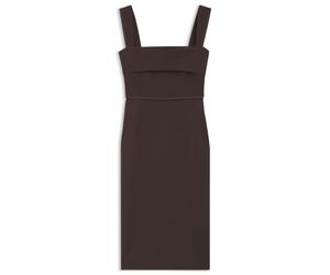 BOSS Slim-Fit Jersey-Kleid mit Lagen-Detail - Style Drapera, 50557444 Dunkelbraun 40